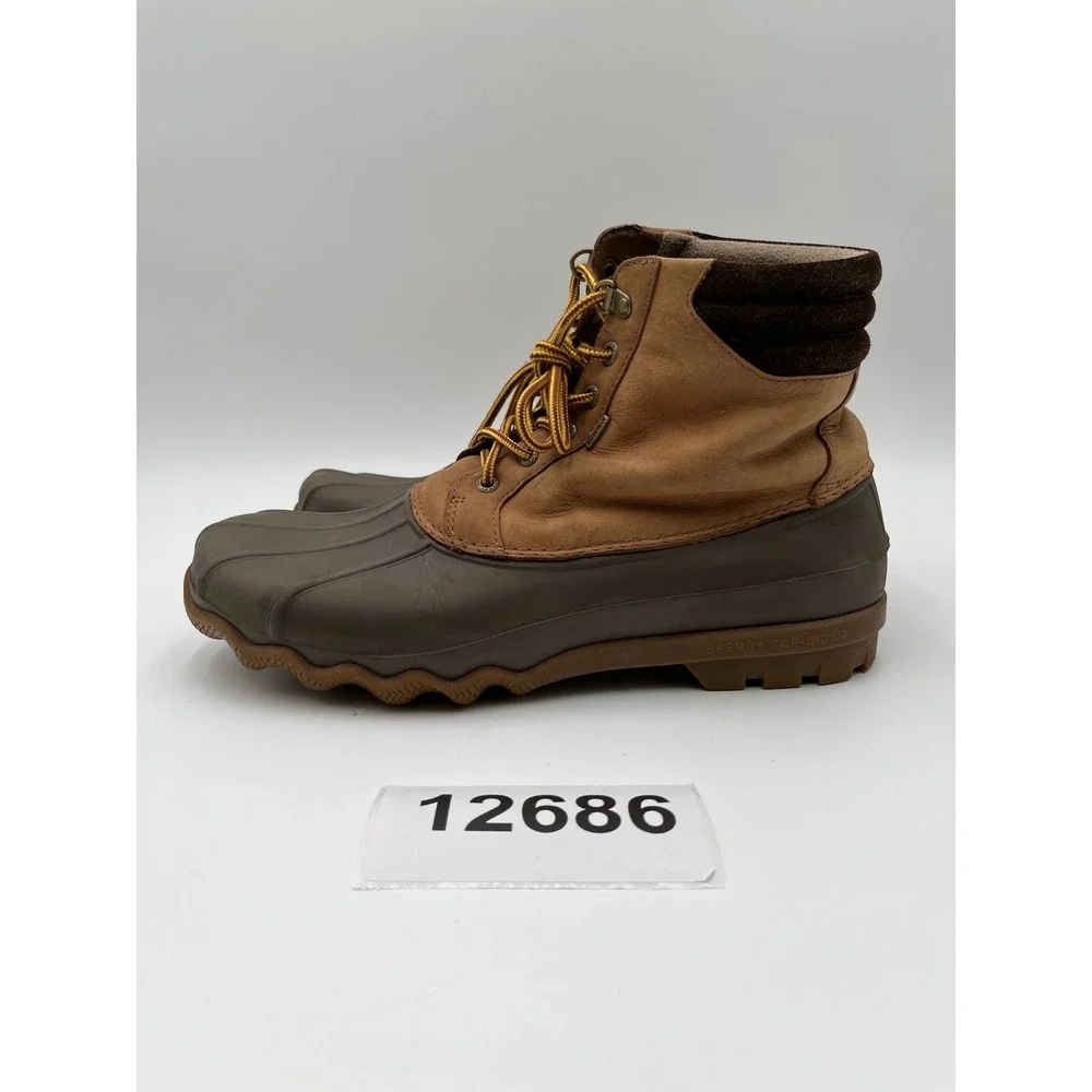 Sperry Avenue STS12126 Duck Boots Mens 10.5M Brown Leather Waterproof Lace Up